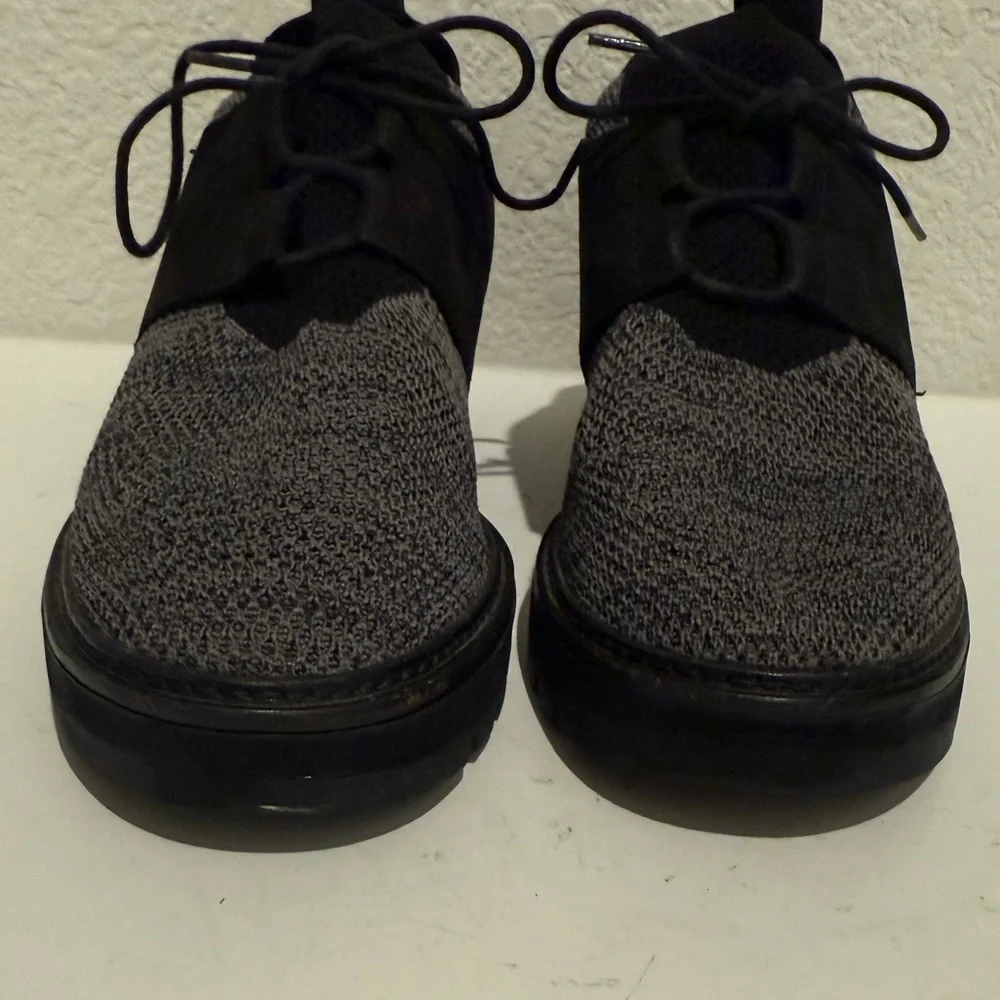 Eileen Fisher Wilson Knit Black Graphite Gray Lace Up Platform Wedge Sneaker 7.5